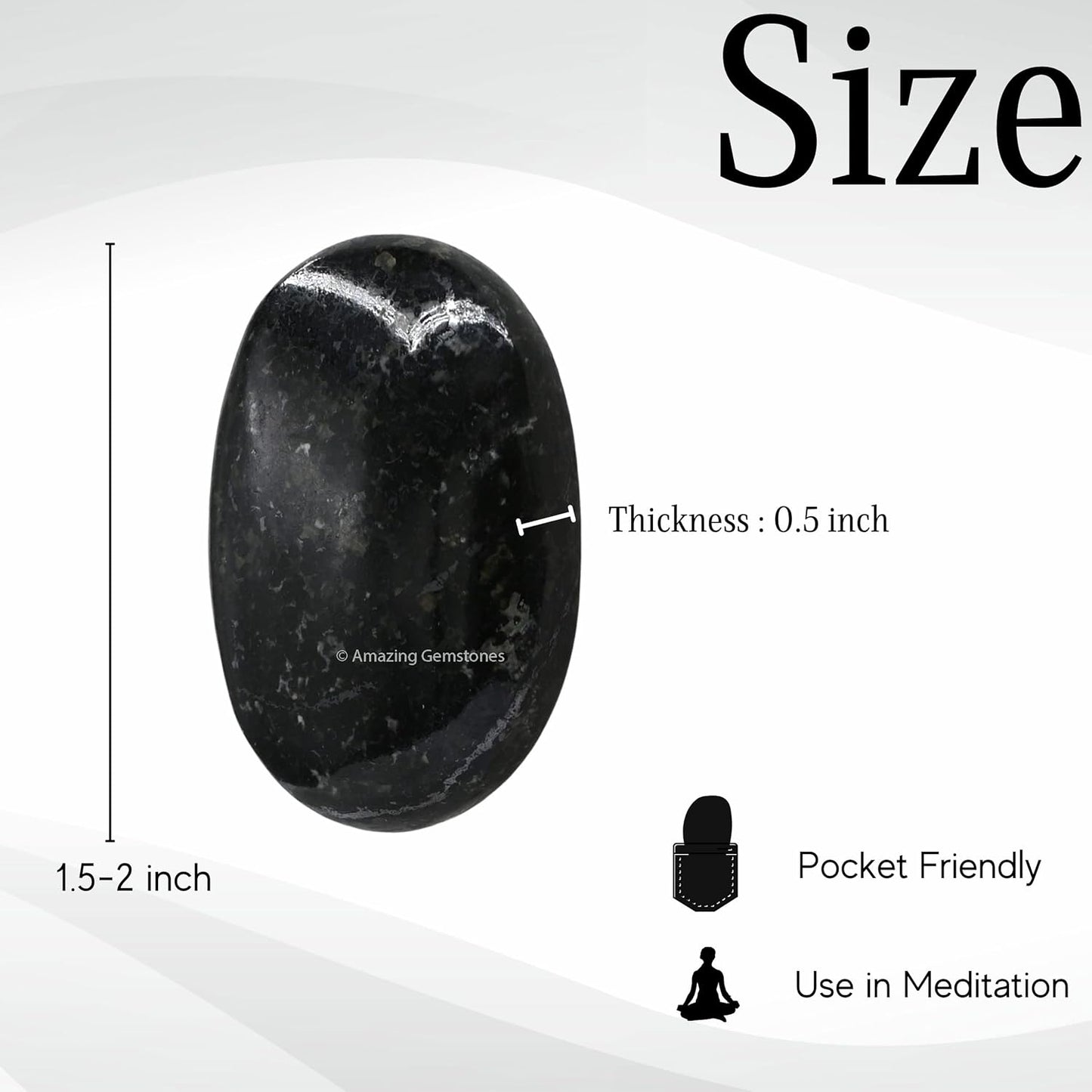 Amazing Gemstone Nuummite Crystals and Healing Stones - Large Palm Stone Crystals Piedra - Crystal for Good Luck, Balanced Positive Energy, Meditation - Unique Stocking Stuffers, Gifts for Women