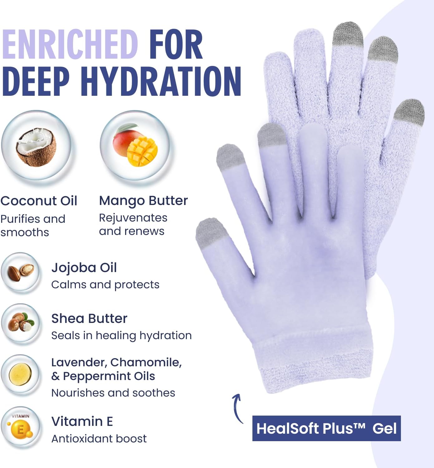 Dr. Frederick’s Original Moisturizing Gel Gloves – Deep Moisturizing and Fast Relief for Dry Hands – Touchscreen-Friendly – Mango Butter, Shea Butter, Jojoba, & Coconut Oil (Lilac Leisure)