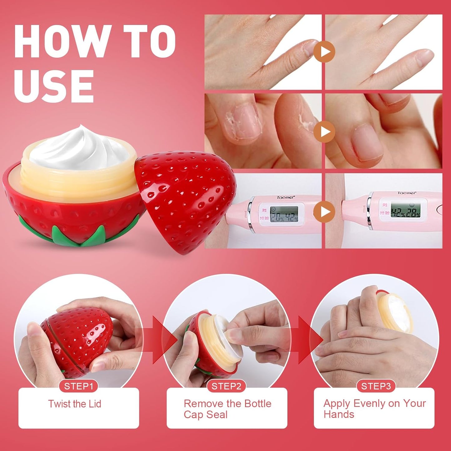 6 Pack Hand Cream Gifts Set For Women, Small Gifts for Women, Hand Lotion for Dry Cracked Hands, Thank You Gifts, Teacher Appreciation Gifts and Birthday Gifts, 1.06 Oz (Strawberry)