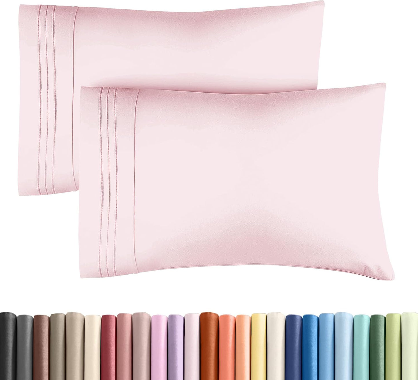 King Pillow Cases Set of 2 - Ultra Soft Hotel Quality Pillowcase Covers - Comfy, Cozy & Wrinkle Free - Shrinkage and Fade Resistant - Machine Washable Pillow Protectors - 2 Piece Set - Lavender Pink
