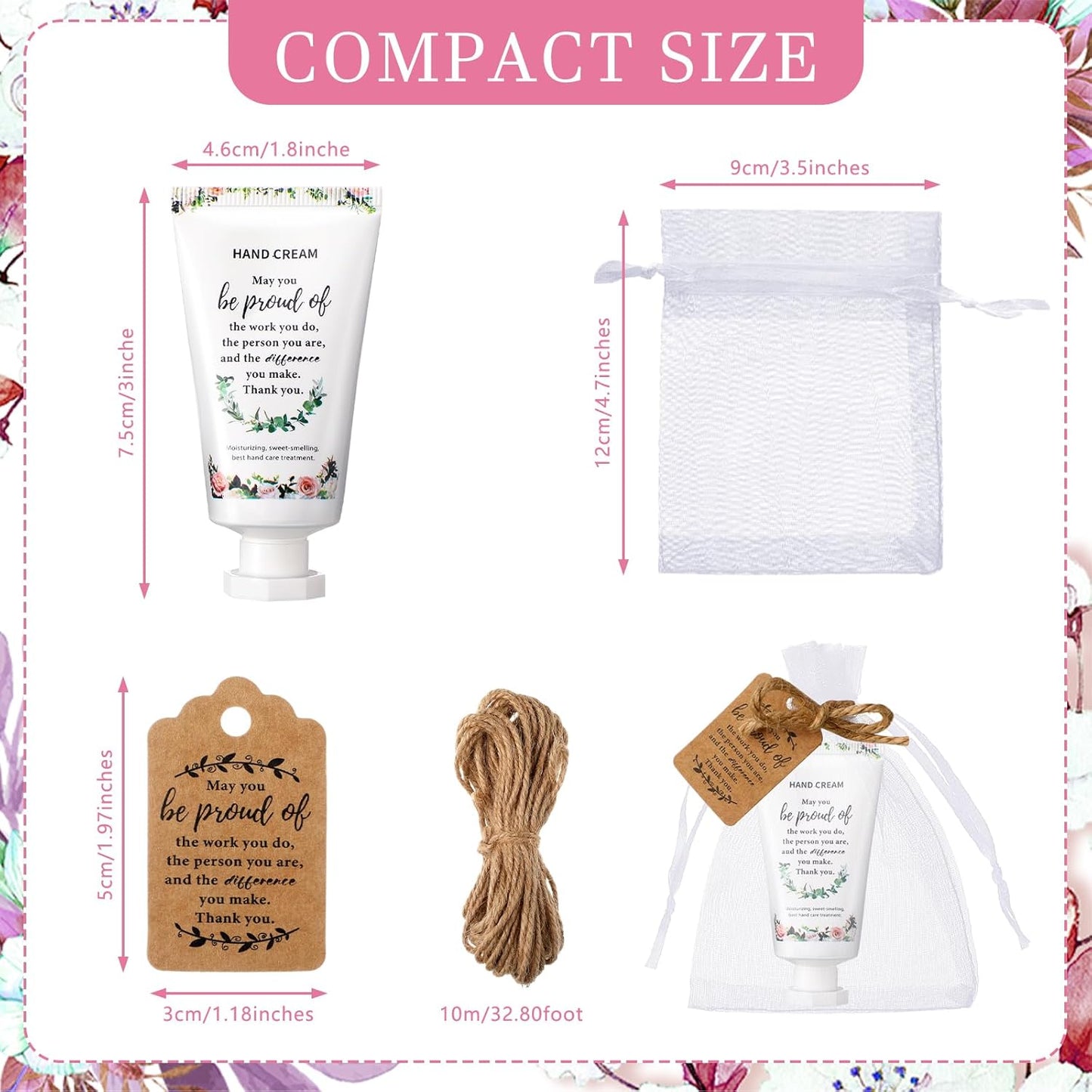 48 Sets Hand Mini Lotion Bulk Employee Appreciation Gifts Travel Size Hand Cream Bulk Inspirational Thank You Team Gifts for Birthday Christmas Teachers Coworkers Office Staff(Cute)