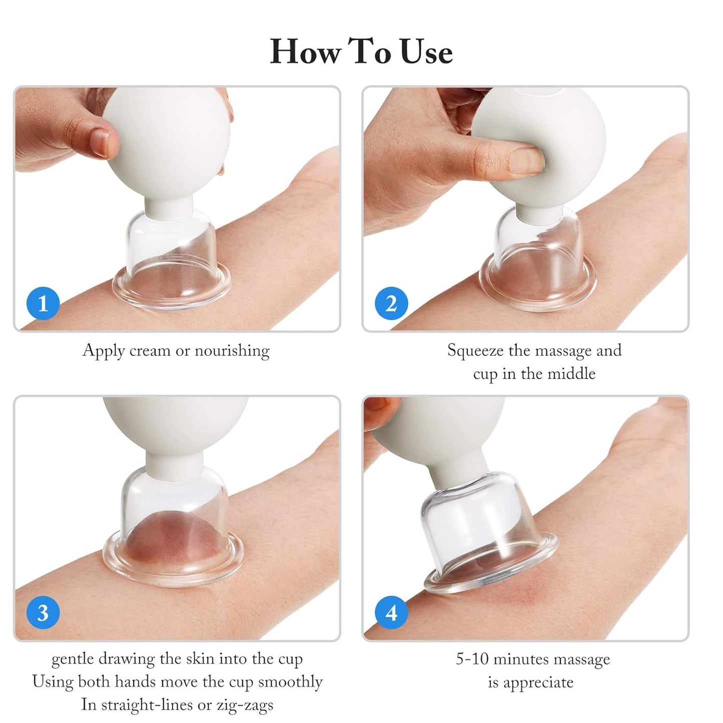 Nuanchu Facial Cupping Cup White Glass Face Cup Silicone Cupping Massage Vacuum Suction Mug for Body Face Leg Arm Back Shoulder Muscle and Joint Pain(0.65 Inch Diameter)