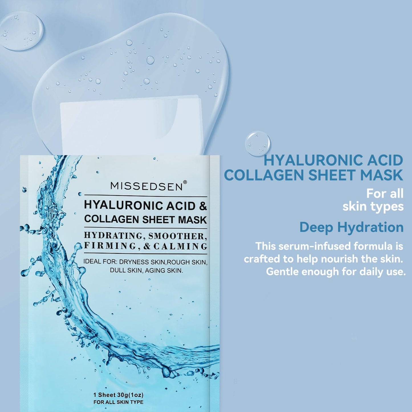 Collagen Face Mask Skincare For Women Hyaluronic Acid Moisturizing Firming Calming Hydrating Pore Treatment Anti-Aging of Different Ages and Skin Types Urban Beauty Secret 25 PCS