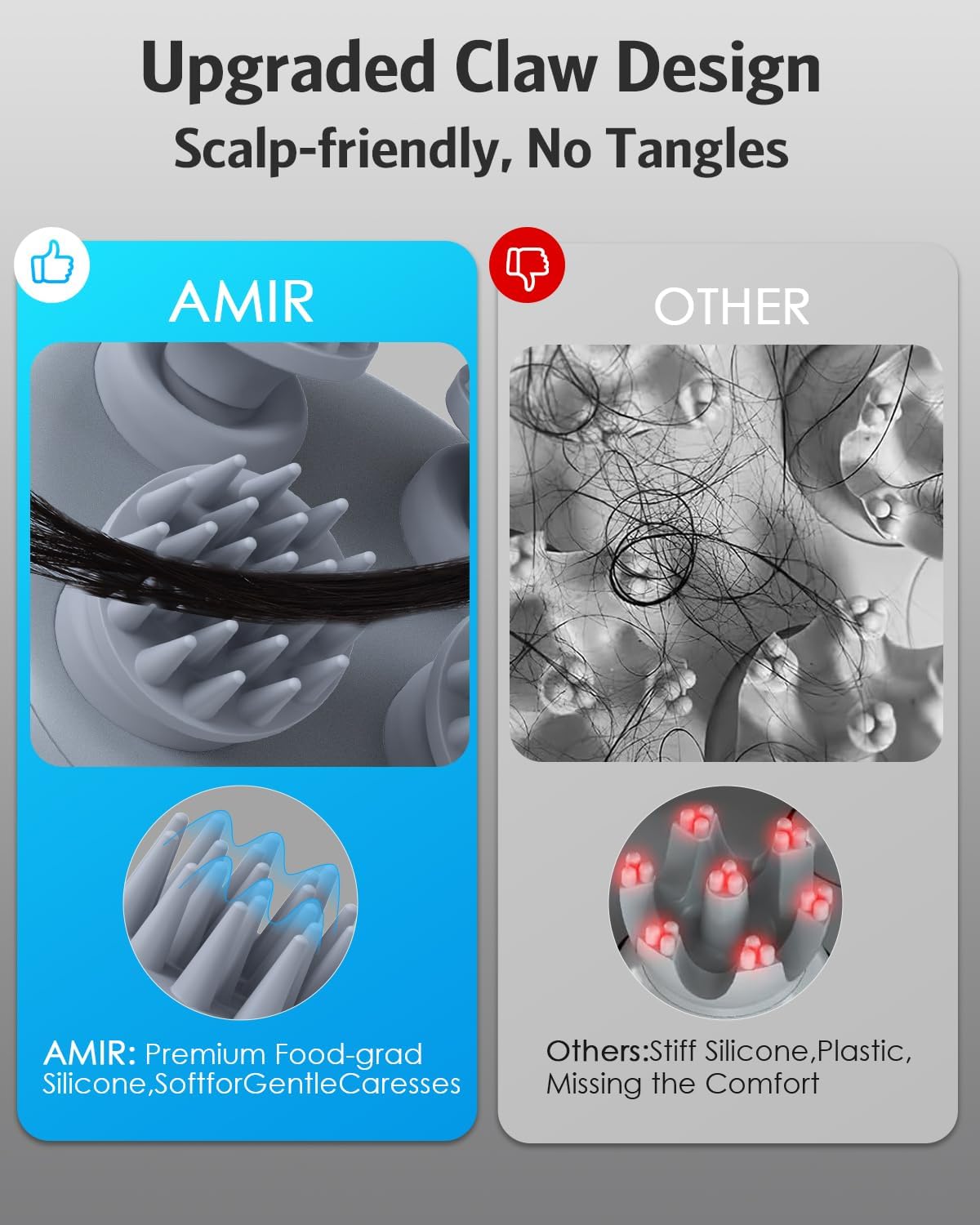 AMIR Electric Scalp Massager, Portable Head Scratcher With 96 Kneading Nodes, Handheld for Stress Relief and Pain Relief, Ideal Gifts for Women, Men (Pink)