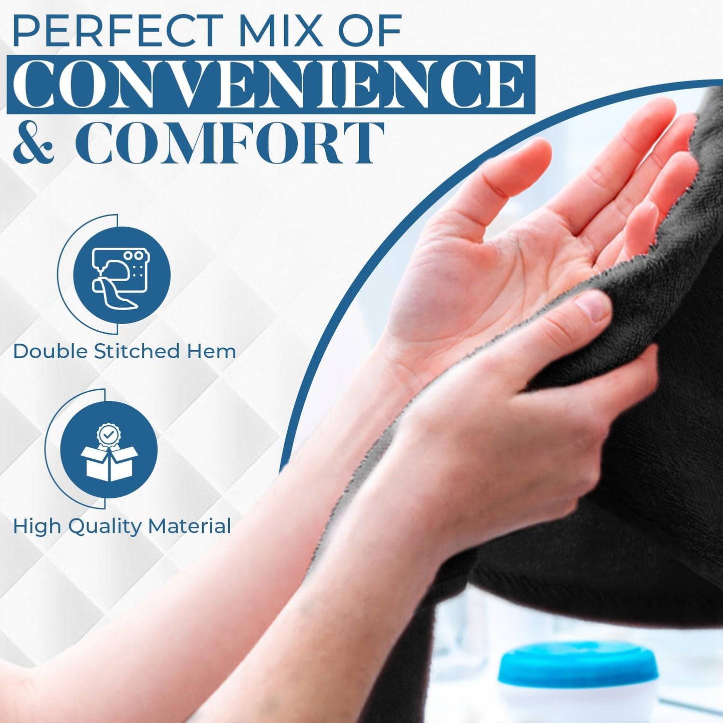 DAN RIVER 6-Pack Premium Hand Towels (16x28 Inches) - 100% Cotton, Ultra Soft, Lightweight, Highly Absorbent Towels for Bathroom, Spa, Gym, Salon, Hotel, and Travel - 550 GSM – Black