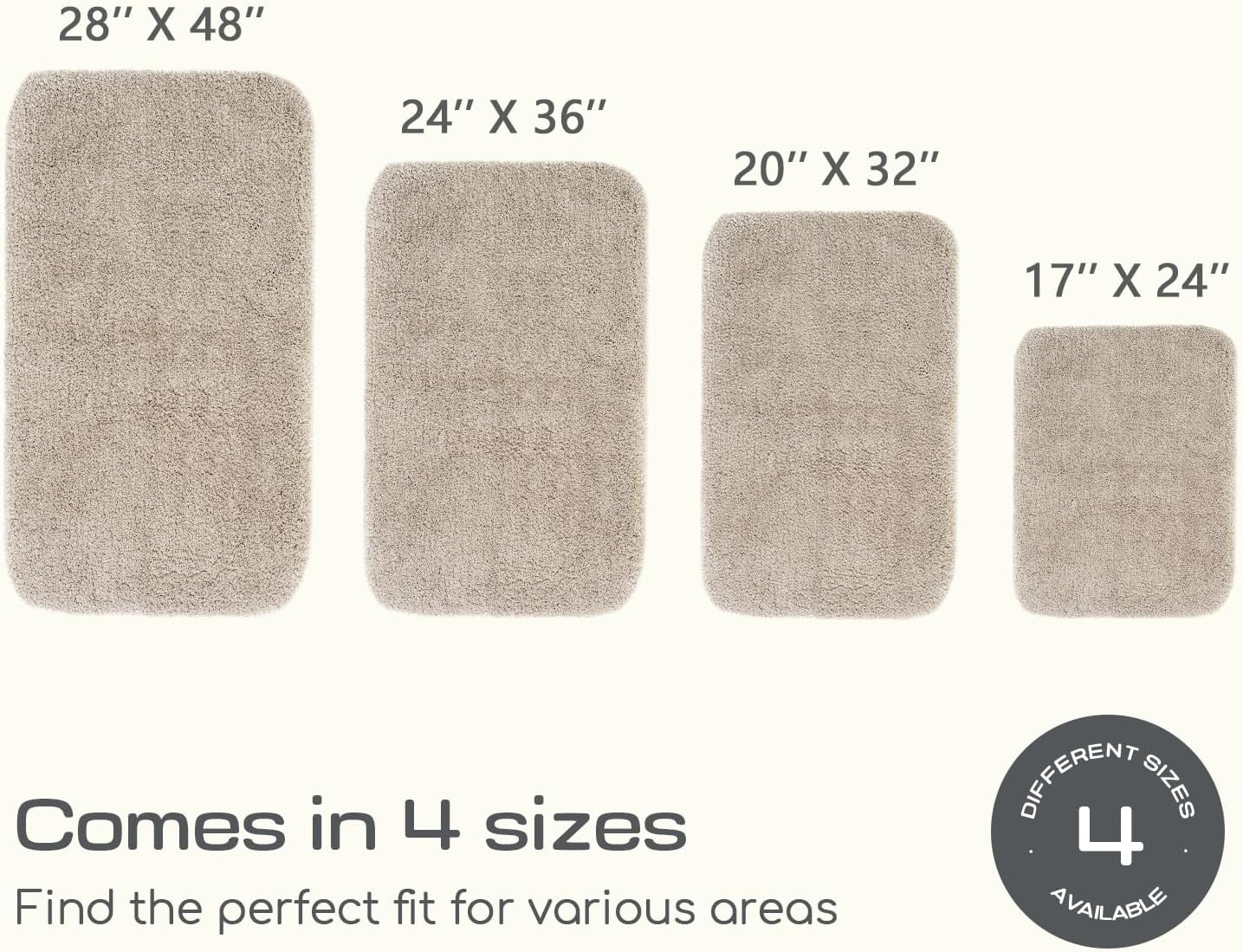 ROSMARUS Shaggy Bath Rugs for Bathroom Non Slip 20" X 32", Water Absorbent Bath Mat, Soft Shower Mat for Floor & Tub, Fluffy Plush Rug Machine Washable, Beige