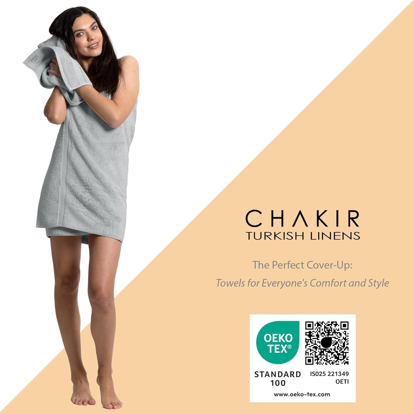 Chakir Turkish Linens | Hotel & Spa Quality 100% Cotton Premium Turkish Towels | Soft & Absorbent (12-Piece Washcloths, Silver Gray)