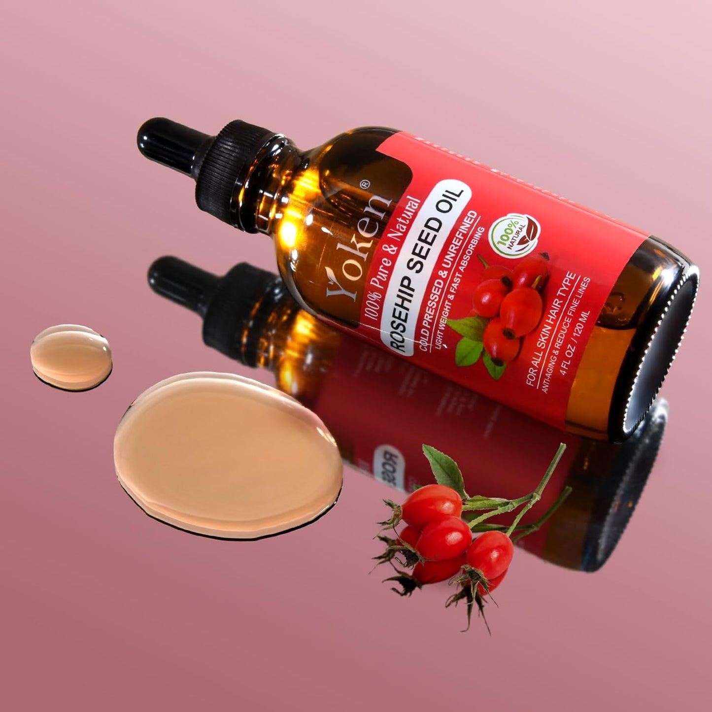 Rosehip Seed Oil For Face,100% Pure Rosehip oils For Skin,Scars,Hair & Nails.4 fl Oz Cold Pressed Rose Hips Oil For Skin Care, Anti-Aging, Scar Treatment, GUA SHA Massage DIY (4 Fl Oz)