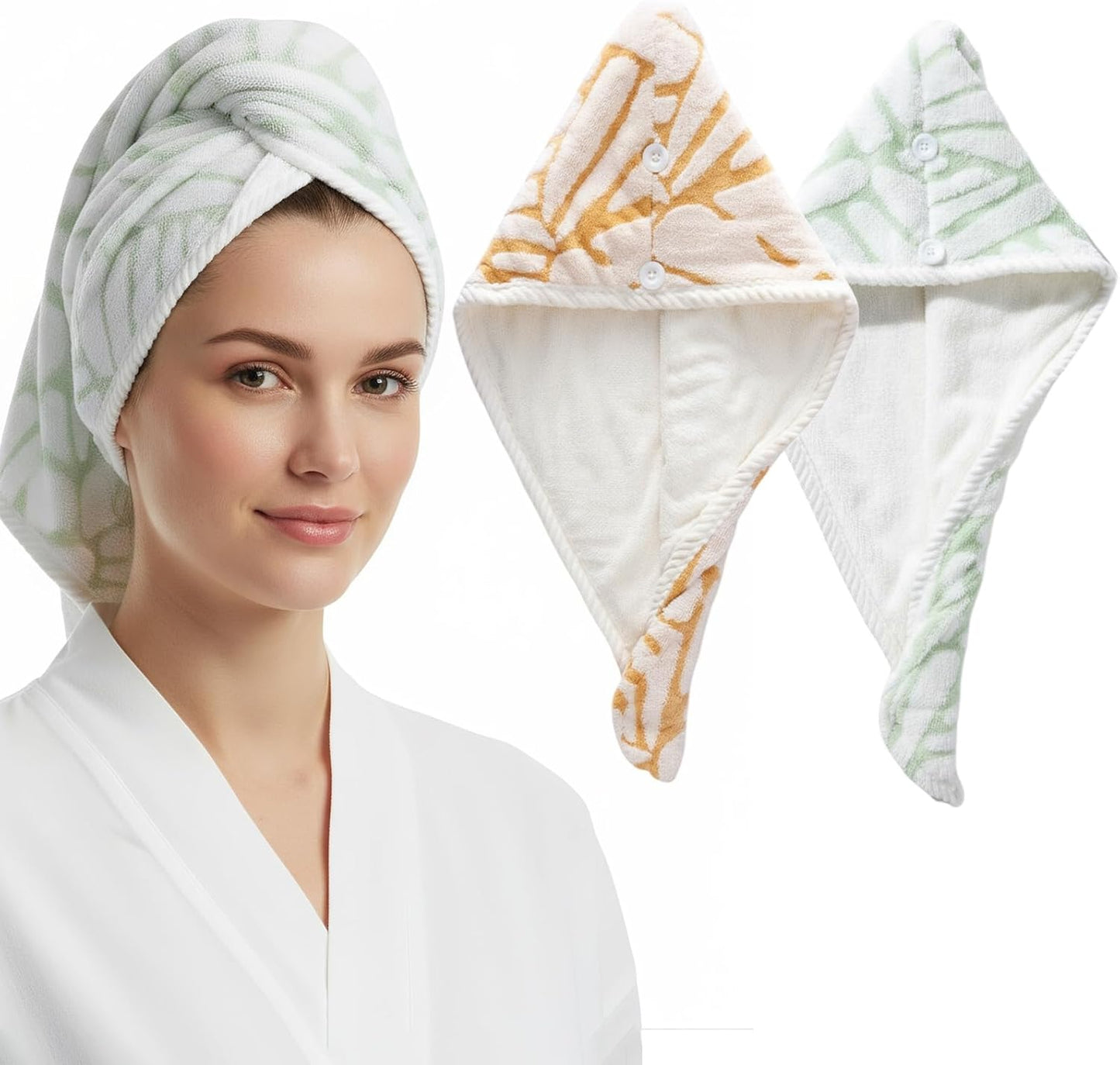 2-Pack Women's Microfiber Hair Towel Wrap: 50% Faster Drying, Ultra - Absorbent & Anti - Frizz for Long and Curly Hair! 16 * 26 Inches Oversized, Lightweight for Travel, Gym, Spa & Home Use