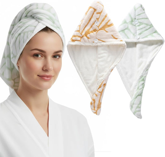 2-Pack Women's Microfiber Hair Towel Wrap: 50% Faster Drying, Ultra - Absorbent & Anti - Frizz for Long and Curly Hair! 16 * 26 Inches Oversized, Lightweight for Travel, Gym, Spa & Home Use