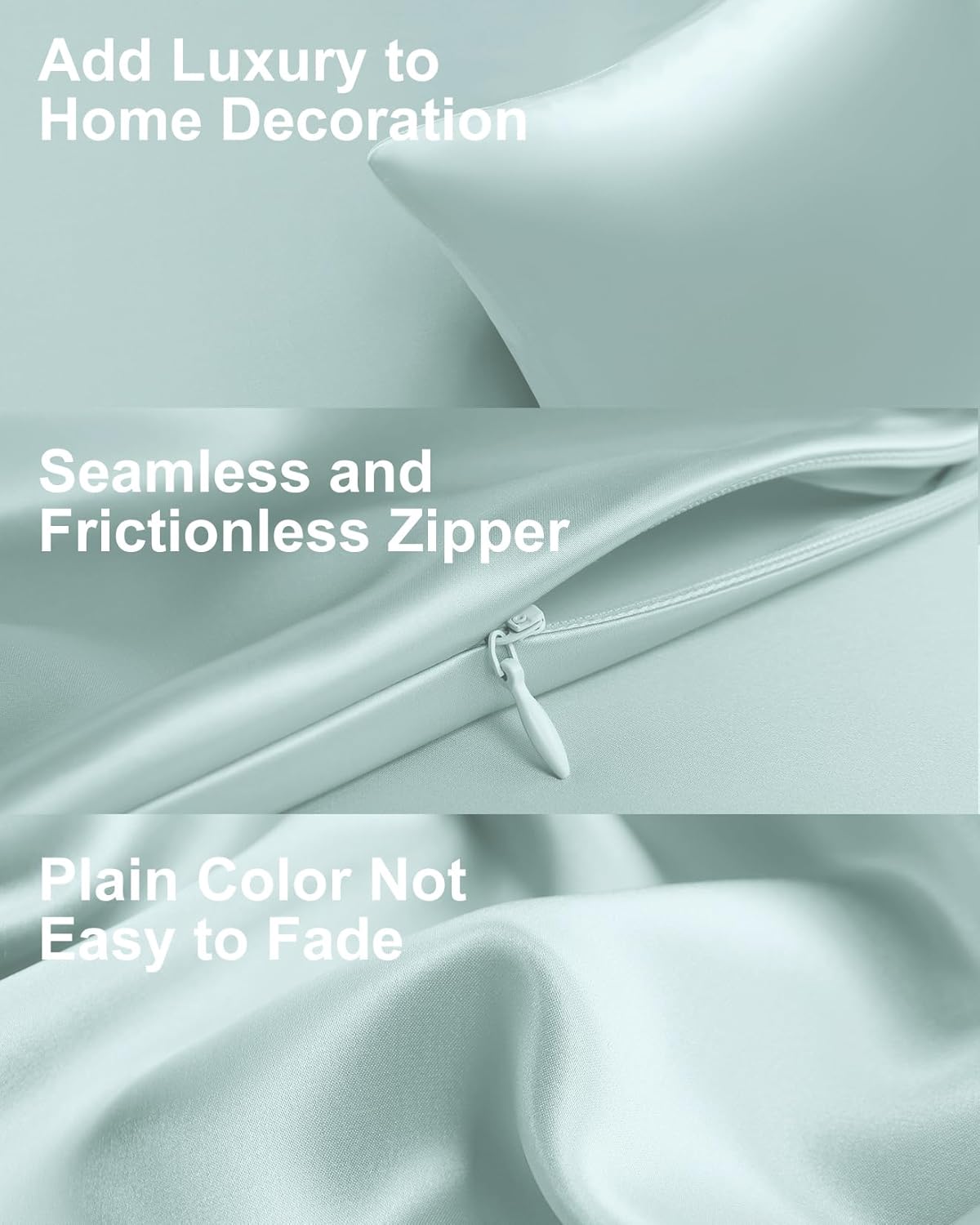 THXSILK Mulberry Silk Pillowcase for Hair and Skin, 100% Mulberry Silk Bed Pillowcase, Hypoallergenic Soft Breathable Silk Pillow Case with Hidden Zipper, King Pillow Case 20"x36", Light Blue