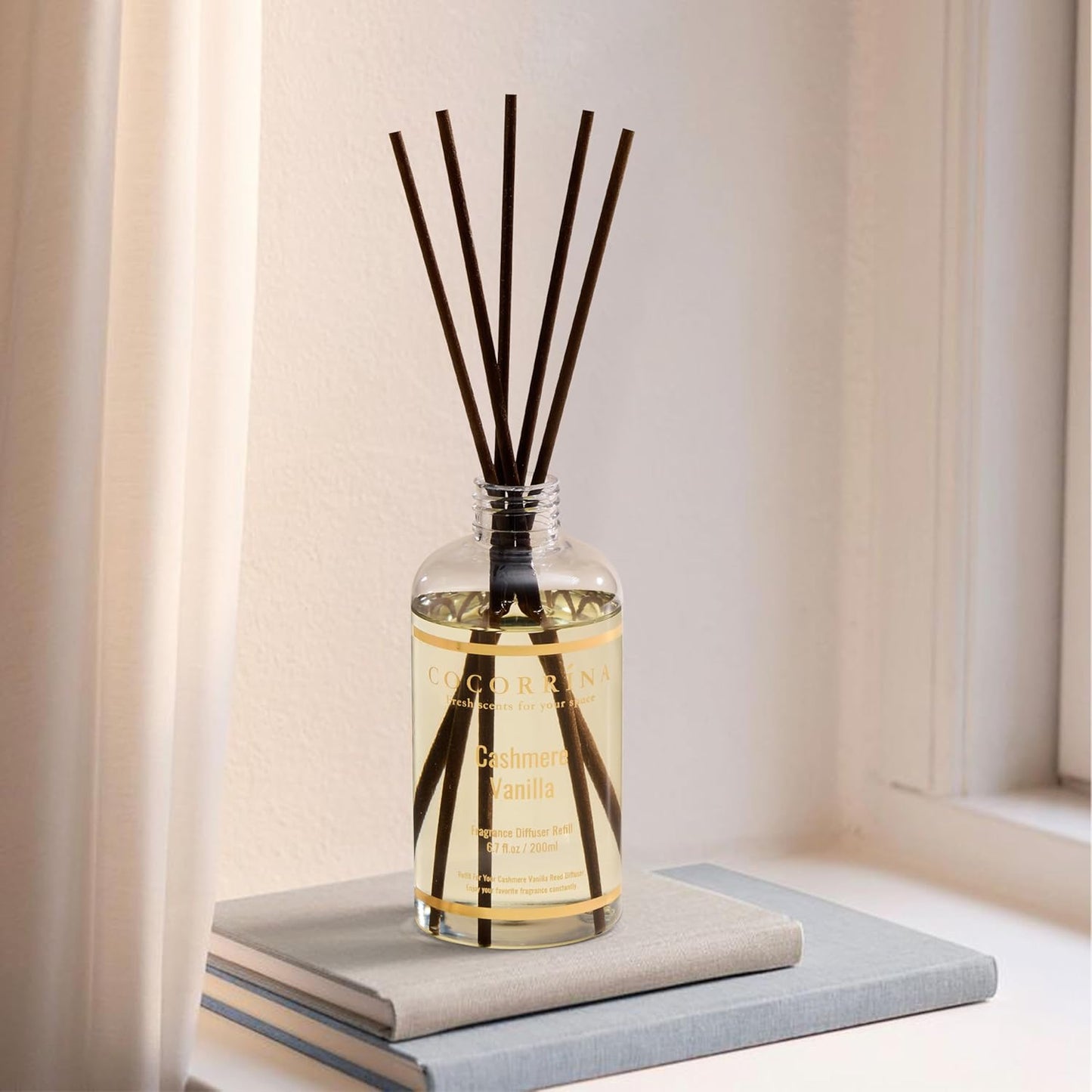 COCORRÍNA Reed Diffuser Refill - Cashmere Vanilla 6.7 Fl.oz Reed Diffuser Refill with 8 Sticks