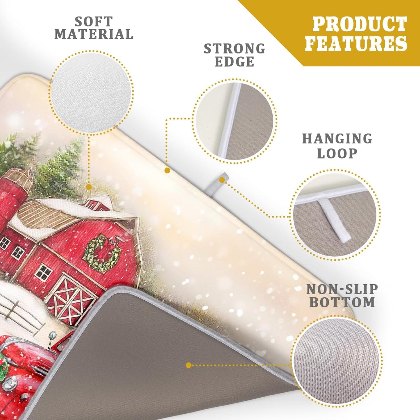 Red Truck Dish Drying Mat Xmas Tree Dish Drainer Rack Mat Winter Microfiber Absorbent Drying Pad for Home Kitchen Counter Decor 18x24 Inch