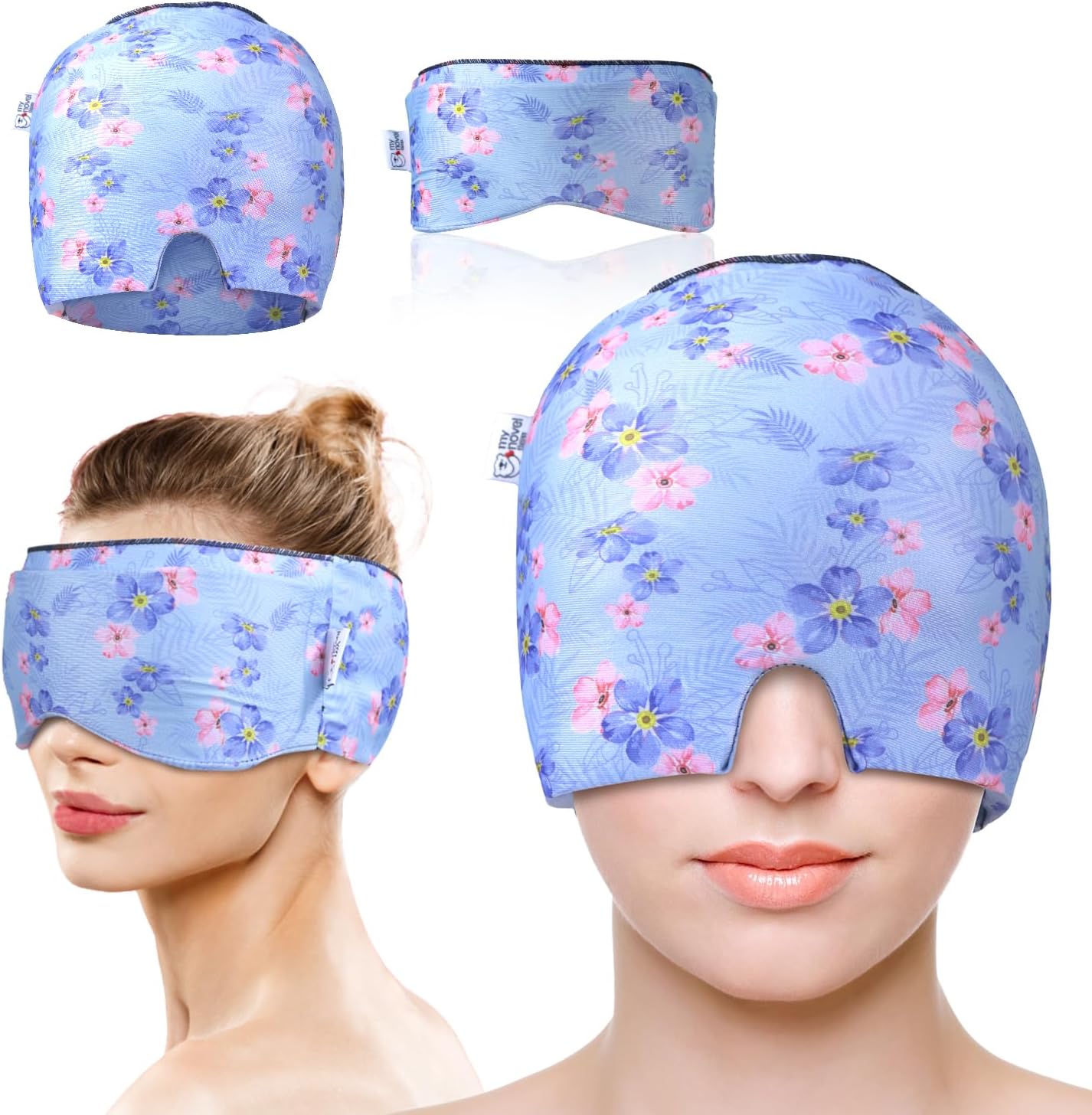 Migraine Relief Cap, Gel Cooling Eye Mask, Cooling Gel Relief 2 Pack Set, Headache Relief with Hot/Cold Gel, Instant Headache Relief, Reusable Gel Eye Mask Ice Pack for Stress Relief
