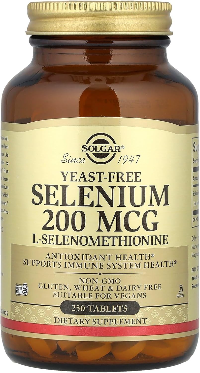 Solgar Yeast-Free Selenium 200 mcg, 250 Tablets - Supports Antioxidant & Immune System Health - Non-GMO, Vegan, Gluten Free, Dairy Free, Kosher - 250 Servings
