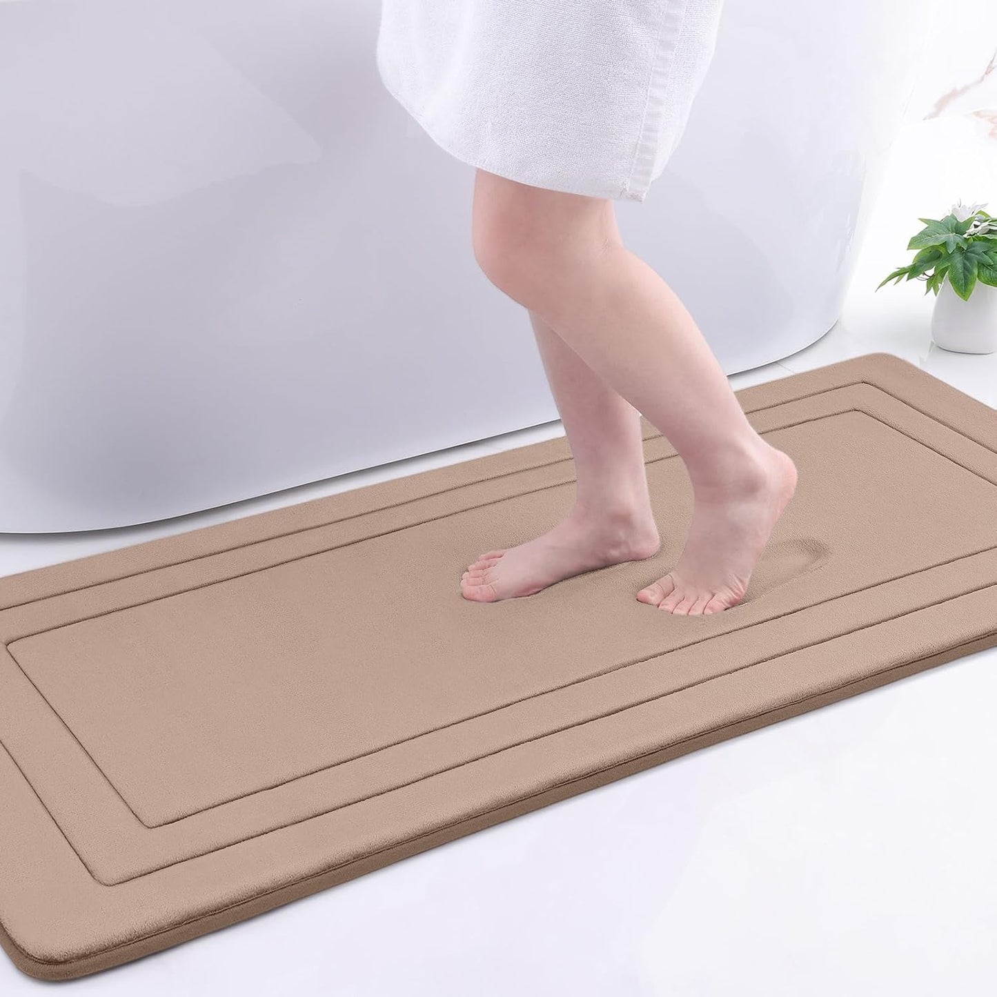 Arotive Memory Foam Bathroom Rug Mat 54x24, Ultra Soft and Absorbent Bath Mat, Machine Wash Dry, Comfortable Bath Rug Carpet for Bathroom Floor, Tub and Shower, Camel