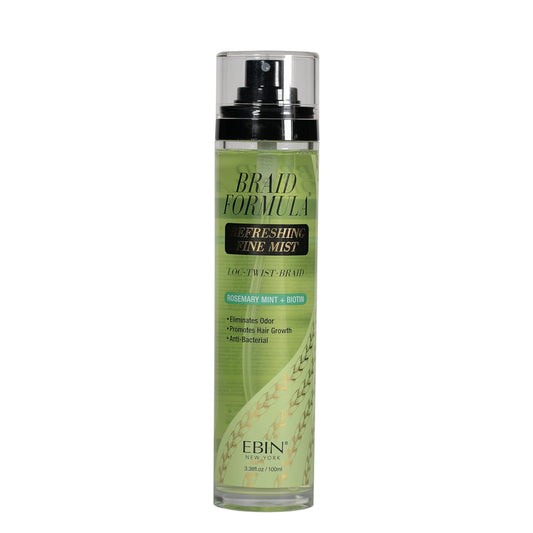 Braid Formula Refreshing Fine Mist 3.38 Fl. Oz. - Eliminates Odor, Gives High Shine, Infused with Rosemary Mint and Biotin for Promoting Hair Growth, No Breakage, No Frizz