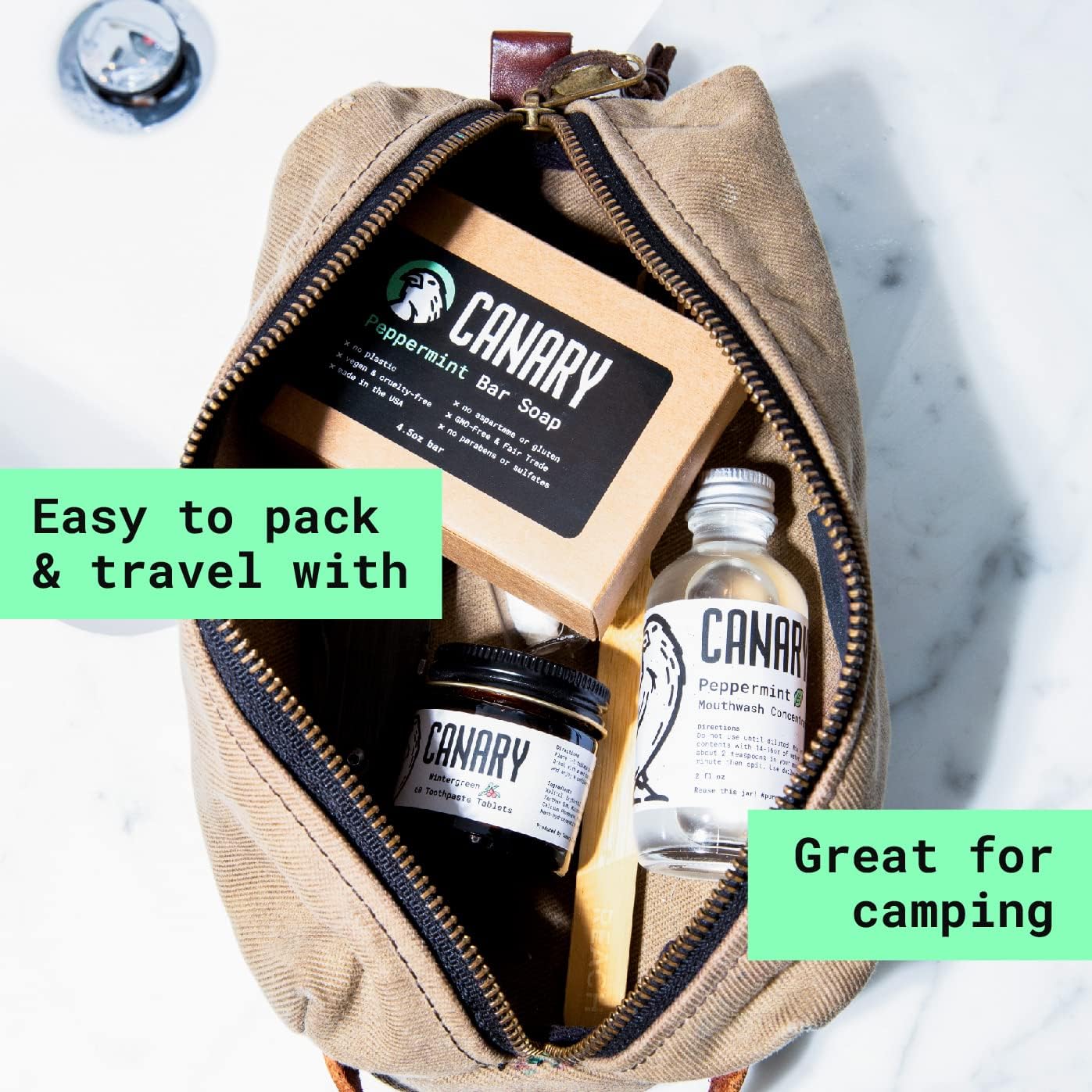 Mouthwash Concentrate Peppermint - Great for Travel, Dry Mouth and Gum Health - Alcohol & Fluoride Free, Natural Mouth Wash for Bad Breath - Zero Waste - 2 Pack, 2 Oz Each