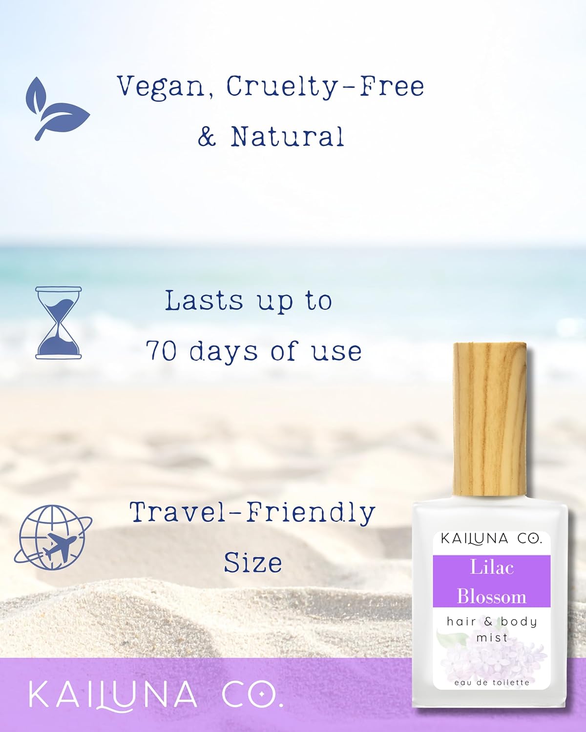 Lilac Blossom Natural Hair & Body Mist Spray, Pure Essential and Fragrance Oils, Alcohol-Free, Handmade in California, 0.5Fl Oz