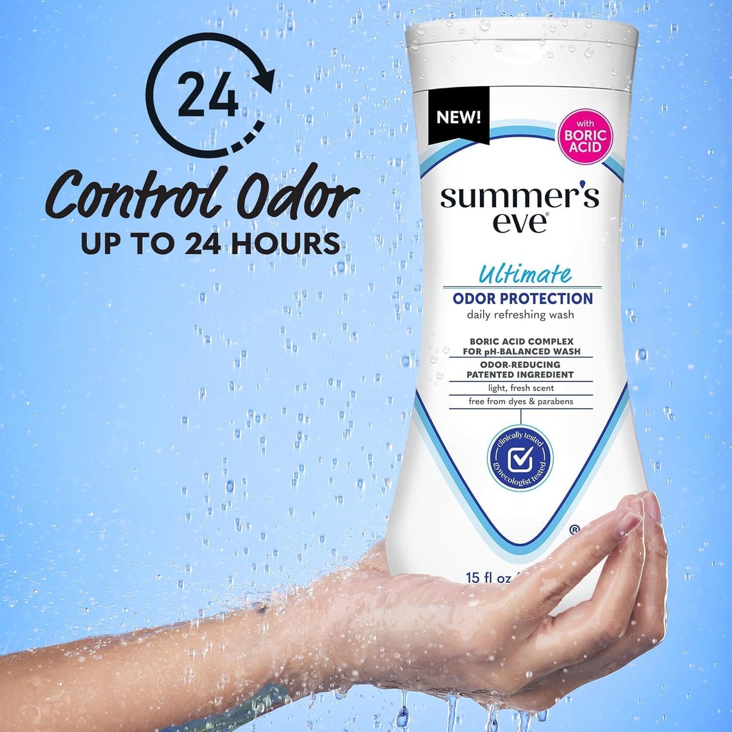 Summer's Eve Ultimate Odor Protection Bundle; Feminine Body Wash and Wipes with Boric Acid + Feminine Odor Protection Spray