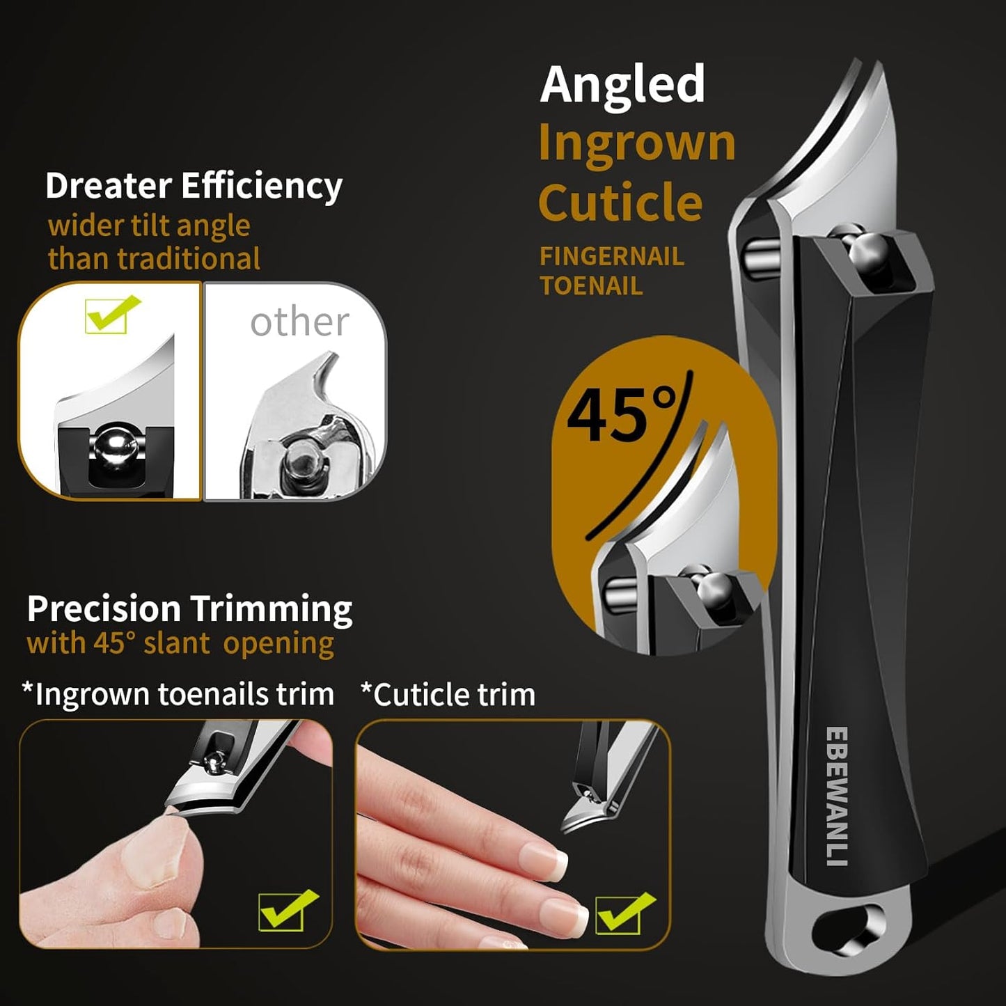 Toenail Clippers for Seniors Thick Toenails, Curved Blade Angled Nail Clippers and Straight Nail Clipper, Heavy Duty Ingrown Toenail Clippers, Large Toe Nail Cutter Clippers for Ingrown Nails