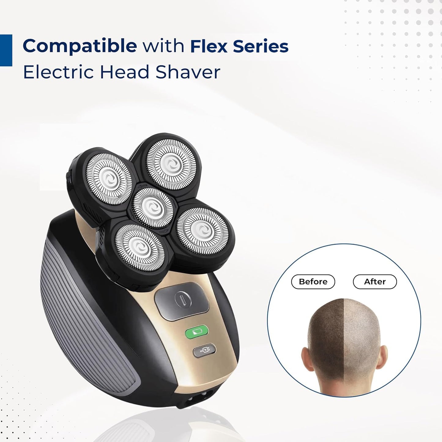 2 Pack Shaver Replacement Blades Compatible with Freedom Head Electric Razor Shaving, 5 Blades Shaver Replacement Heads for Head Shavers for Bald Men, Replacement Blades for Head Shaver Kit, 2 Brush
