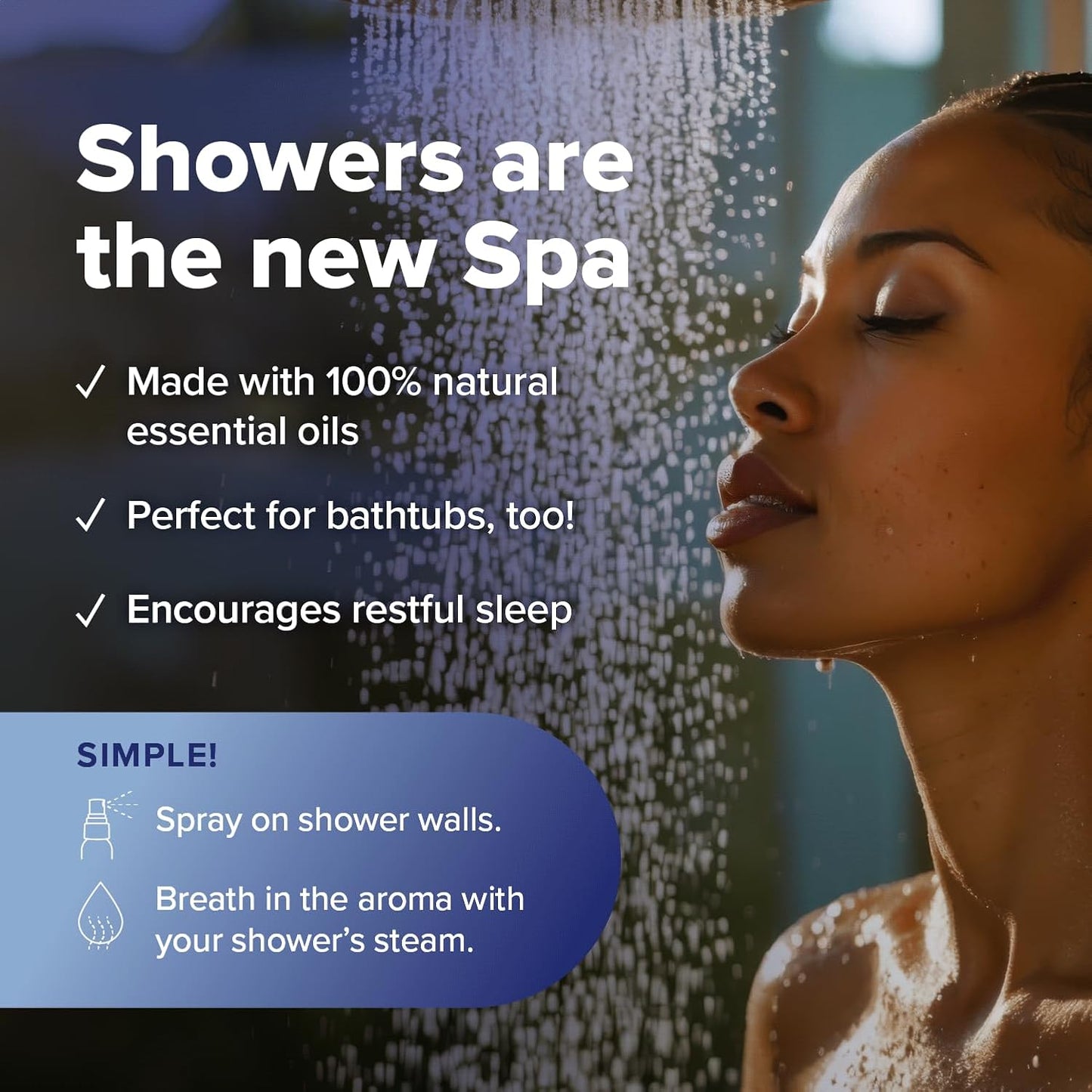 MOXĒ Dream Lavender & Chamomile Shower Mist, Spa Steam Spray, Certified Natural Essential Oils, Aromatherapy, Tension Relief, USA Made, 4 Ounces