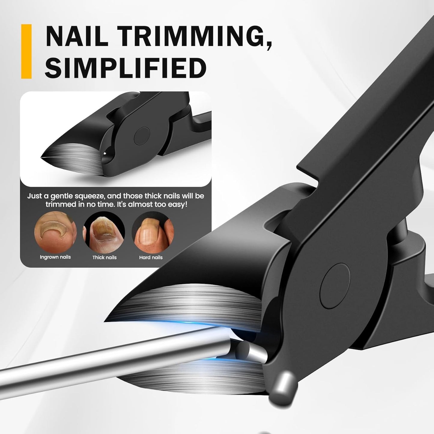 BEZOX Thick Toe Nail Clippers - Comfortable Rebound Thick Spring Toenails Clipper for Thick Nails for Seniors, Precision Fingernail Clippers for Men and Women - Black