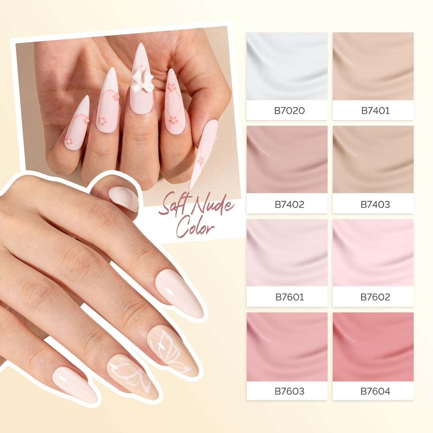 MelodySusie Plant Based Gel Nail Polish Set,Pink and Nude Versatile Colors,Hema Free,Soak Off UV LED Gel Polish Nail Art Manicure Salon DIY at Home 8Pcs 10ml/0.34 fl oz