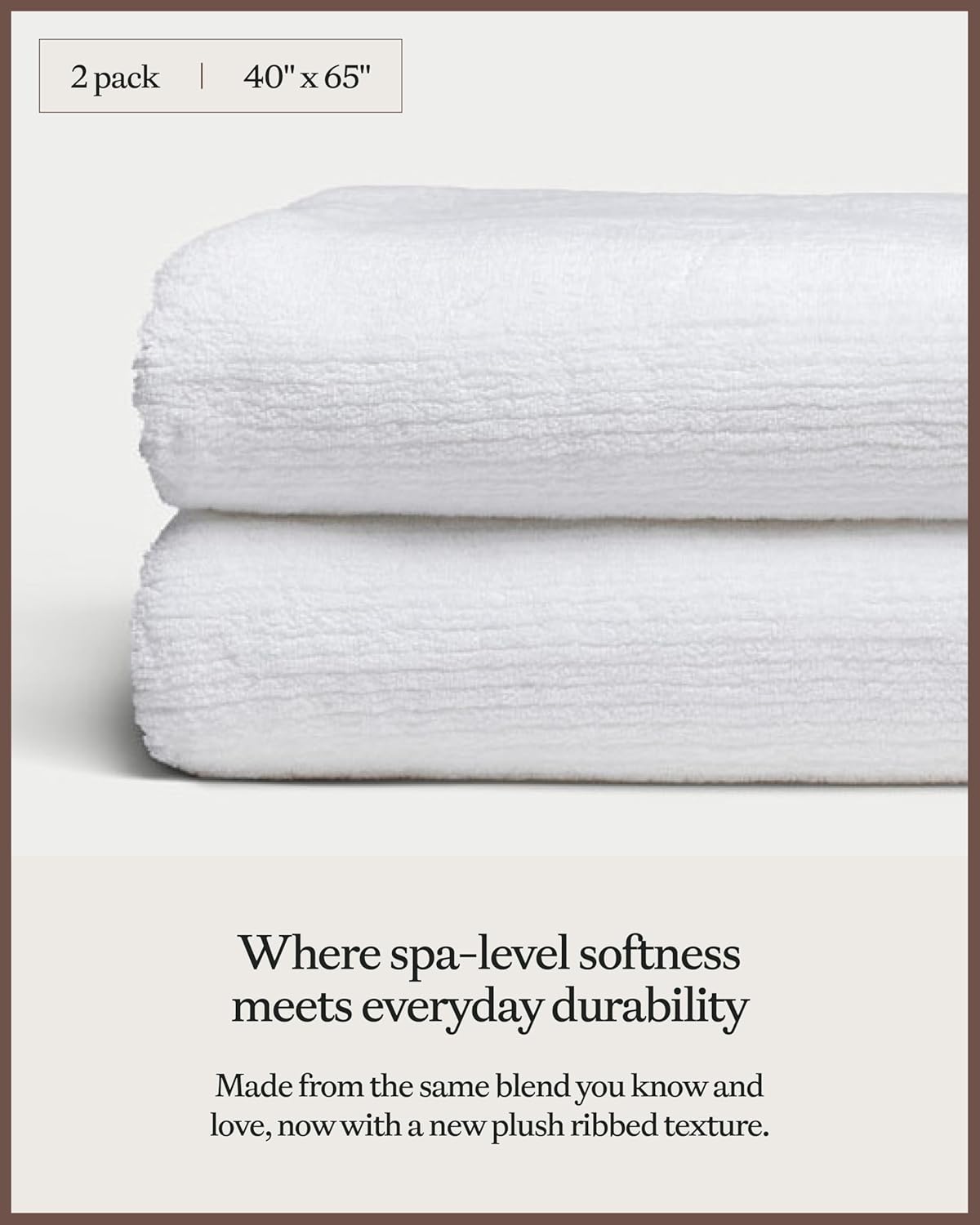 Cozy Earth Ribbed Bath Sheet Set - 60% Cotton 40% Viscose from Bamboo Bath Sheets - Soft & Absorbent Textured Ribbed Pattern - 2 Pack White