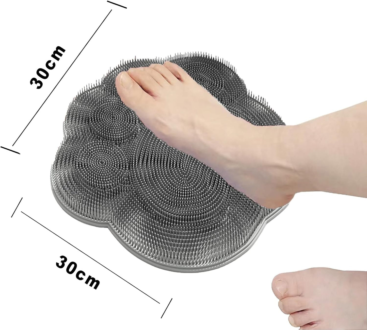 Foot Scrubber in Shower,Shower Foot Scrubber Mat,Silicone Body Scrubber with Suction Cups,Bath Feet Scrub Mat with Storage Hook(Gray)