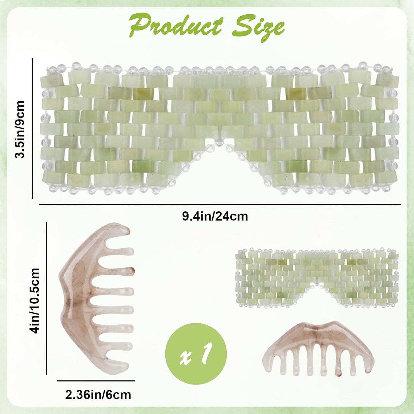 2 Pcs Jade Eye Mask and Scalp Massage Comb Set, Natural Jade Stone Hot & Cooling Eye Mask for Puffy Eyes & Help Soothe Eye Fatigue, Resin Scalp Massager Tool for Relaxation and Head Care
