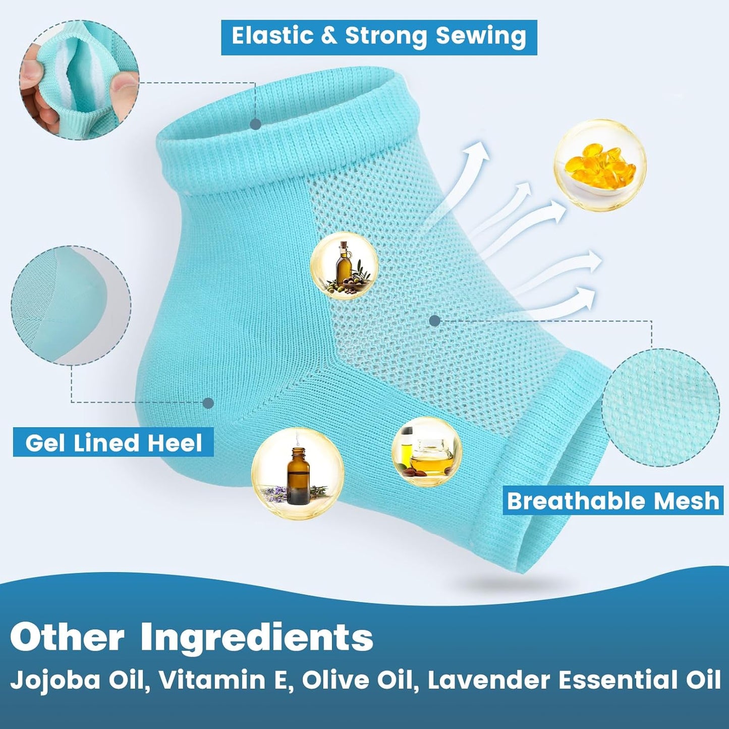 Moisturizing Toeless Socks for Cracked Heels - Heel Repair, Hydrate Dry Feet