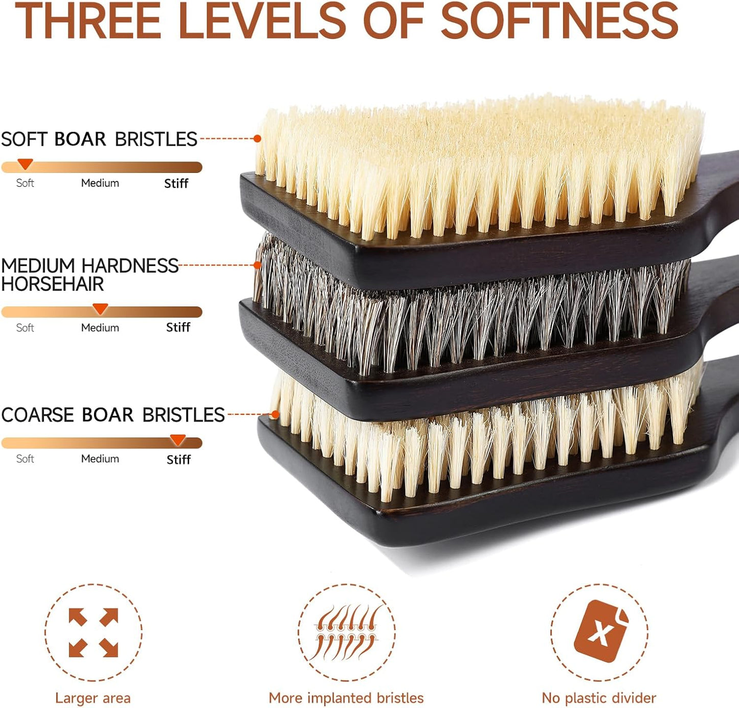 Back Scrubber Shower Brush,Dry Brushing Body Brush with 17.7 Inch Curved Long Handle, Natural Bristles for Lymphatic Drainage, Soft & Stiff Bristles Available (Stiff-Thick Boar Bristles)