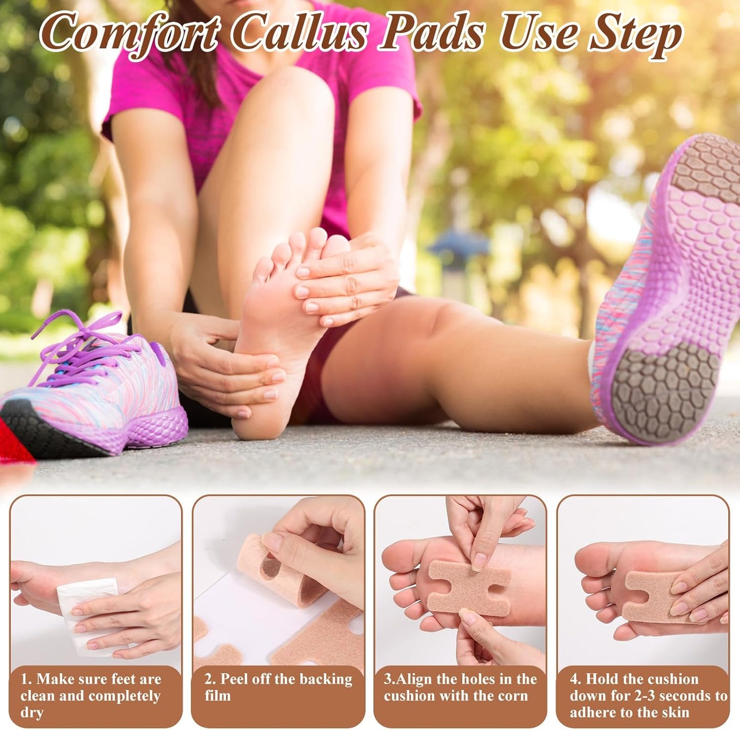 72Pcs H-Shape Callus Cushions Felt Corn Pads for Feet Self Stick Metatarsal Pads Foot Cushions for Pain Relief Callus Pads Keep Protecting Calluses from Rubbing on Shoes for Women Men Heel Pads