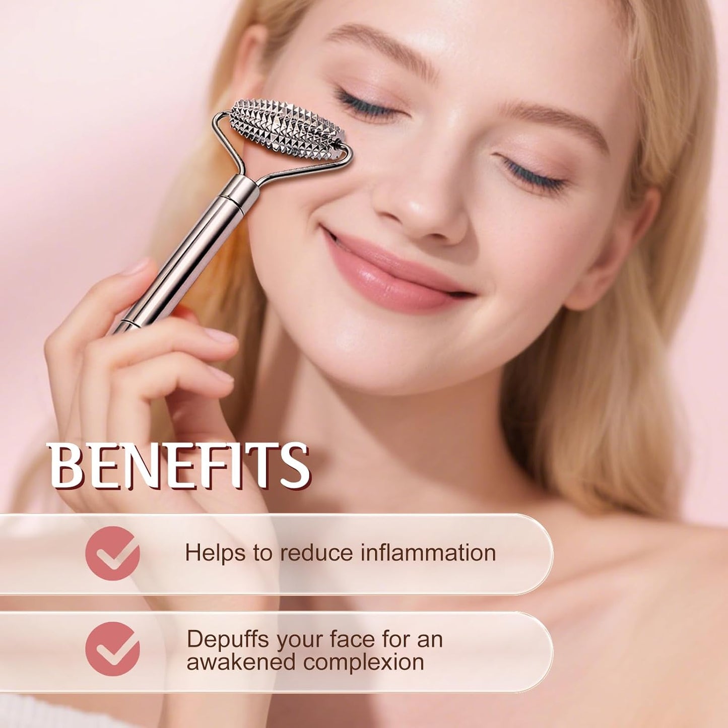 Gua Sha Facial Tools and Face Roller Set, Stainless Steel Facial Sculpting Eyes Roller Guasha for Face, Chin & Jawline Sculpting,Skin Care (Stainless Steel)