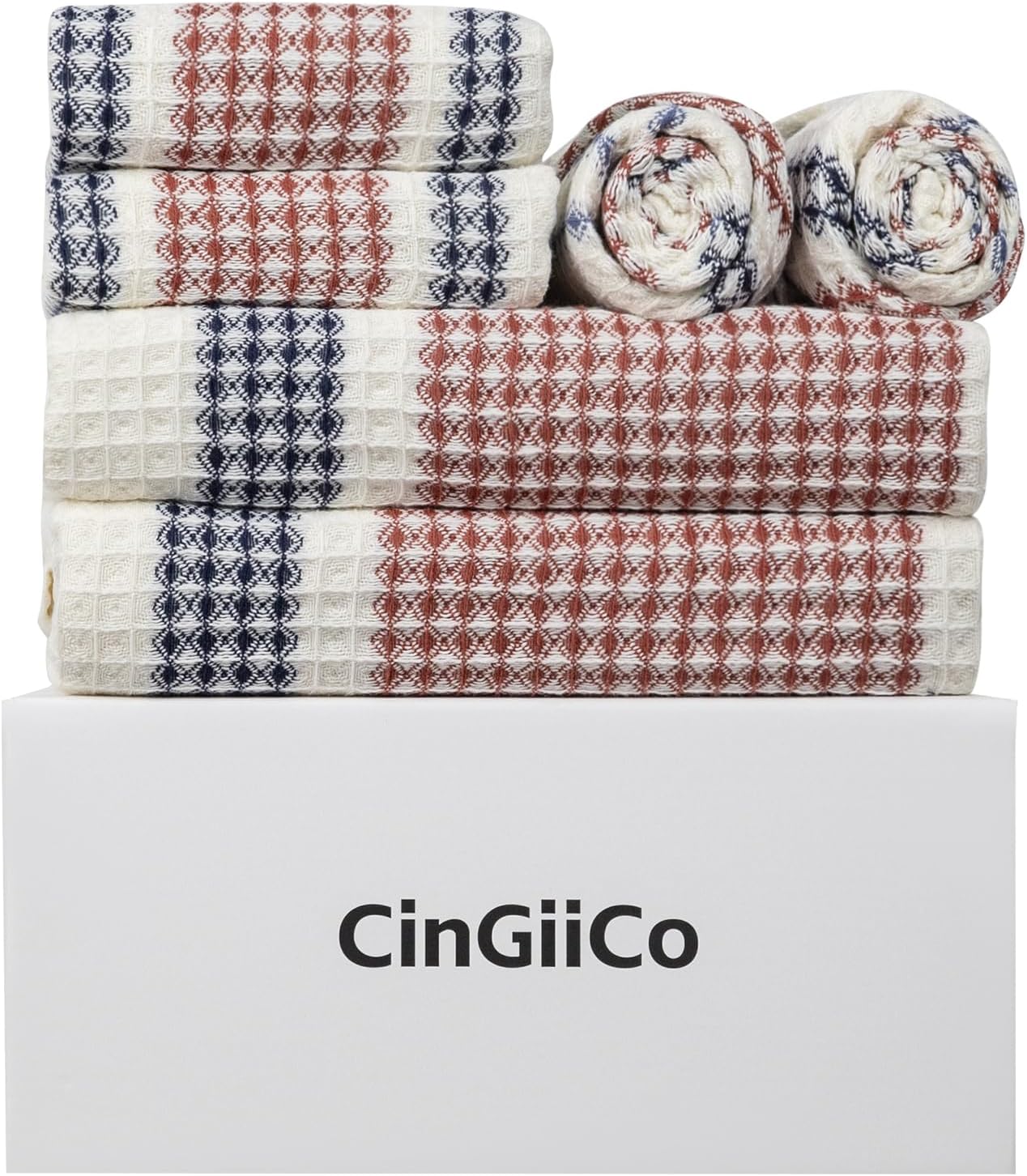 Bath Towels Set, Soft & Thick & Absorbent & Quick Dry, Hotel Towels for Bathroom Luxury, Beach Towel (Waffle Cafe, 2 Bath Towels+4 Hand Towels)