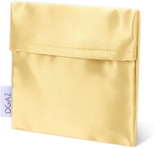 DGAZ Silk Sanitary Napkin Storage Bag, Period Bags for Teen Aged Girls, Portable for Panty Liners/Menstrual Cup/Small Tampons，Mini Makeup Bags for Purse(Mimosa)