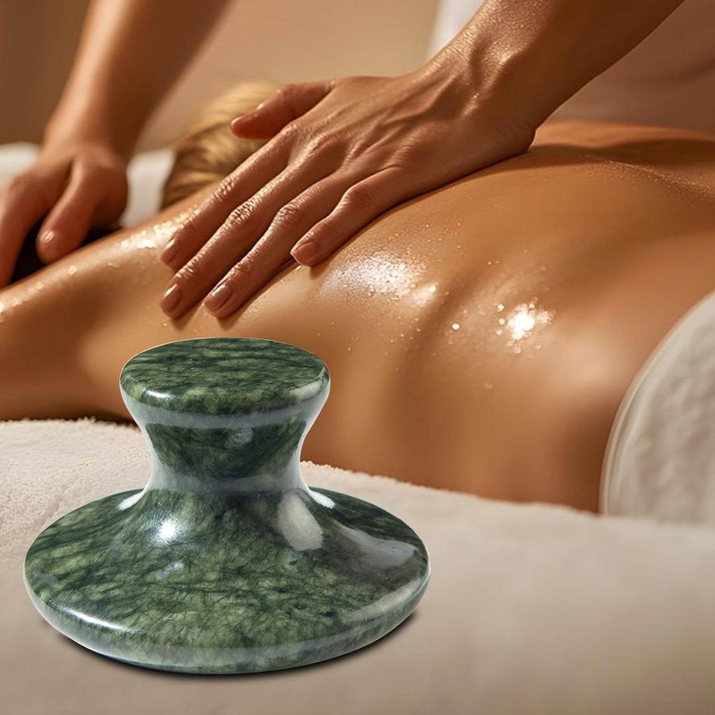 gemshan Massage Stone, 3.5inch Natural Hot Rocks, Body Gua Sha Massage Tool for Cellulite Massage, Lymphatic Drainage, Relieve Tension and Muscle Pain