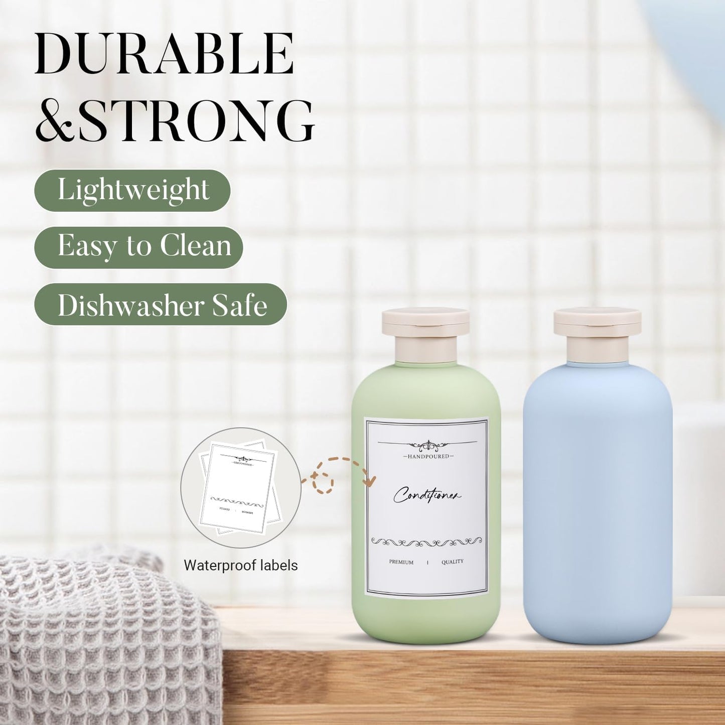 3 PACK Travel Shampoo Bottle, Empty Plastic Squeeze Bottles 6.8oz with Flip Cap, Lotion Container for Toiletries Travel Size Shampoo and Conditioner