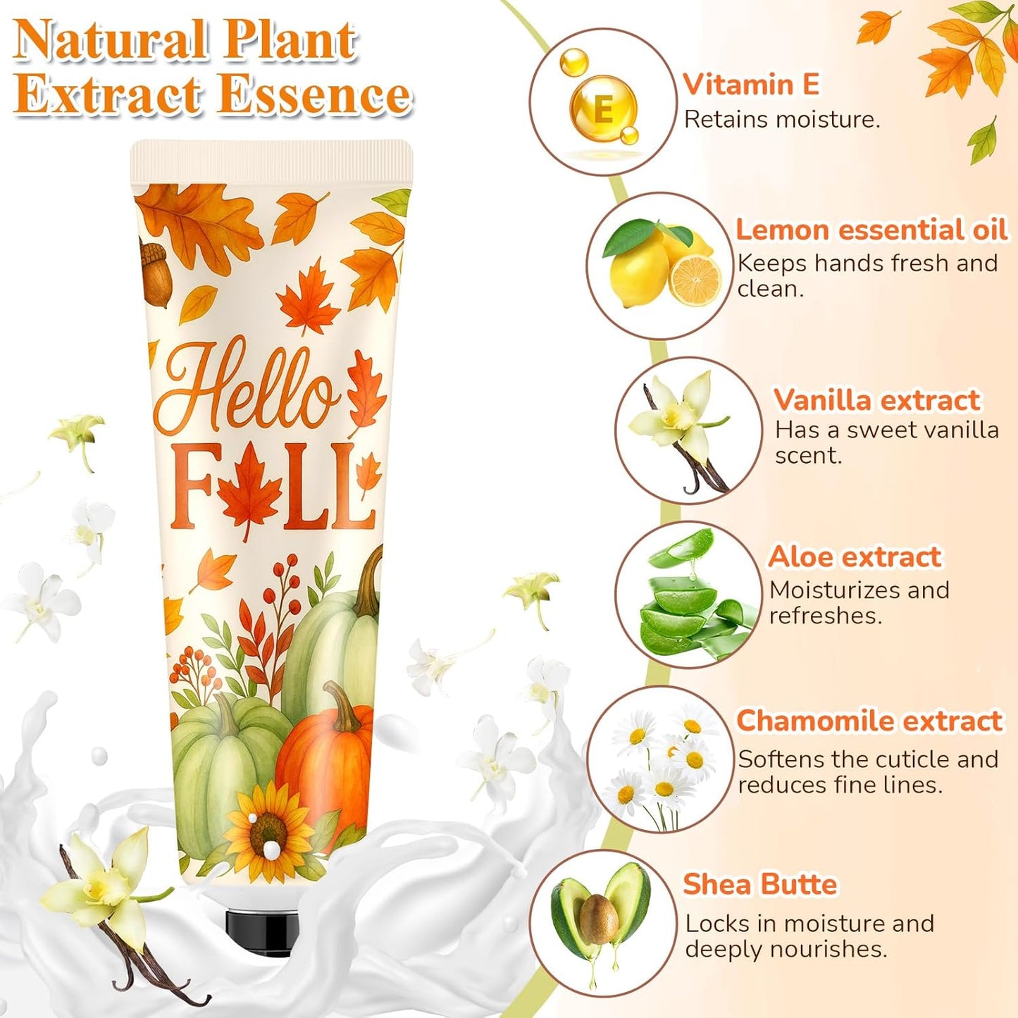 48 Sets Hello Fall Hand Cream Gifts Bulk Baby Shower Hand Cream Travel Size Lotion Bulk Fall Thanksgiving Party Supplies Favors Birthday Wedding for Guest
