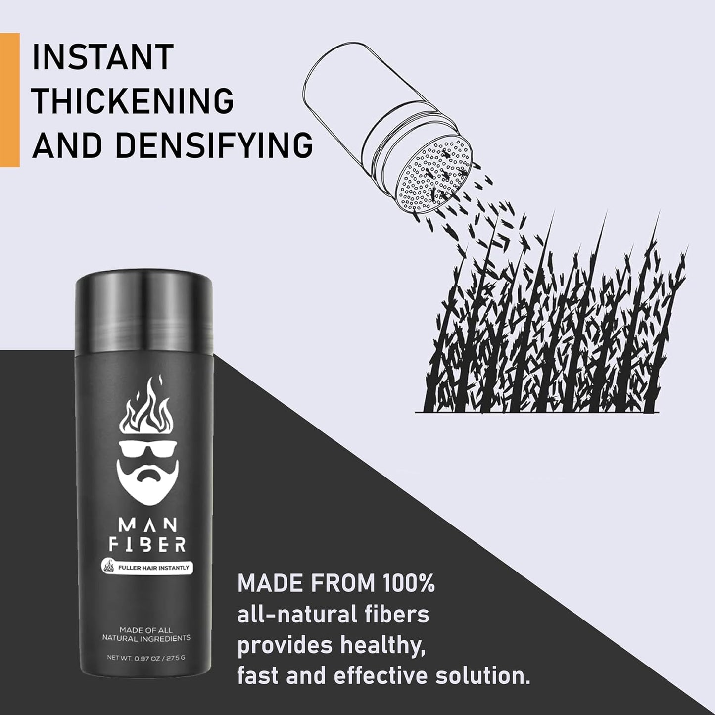 Hair Thickening Fibers (Black), Hair Fiber Locking Spray + Applicator Fiber Pump to create Natural looking Fuller Hair and Beard | Man Card Included | Hair Set by the THE MAN KIT