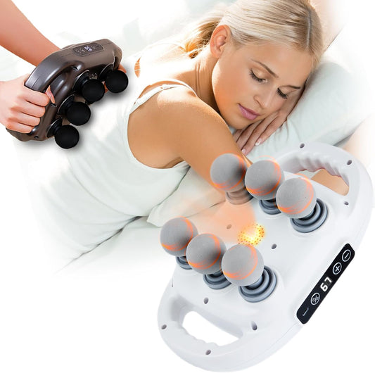 6 Head Massage Gun Deep Tissue with 9 Levels & 9 Modes, Electric Massager Tool for Legs, Arms, Waist, Back, Buttocks - Full Body Muscle Pain Relief, Ideal Gifts for Women, Men, Mom, and Dad