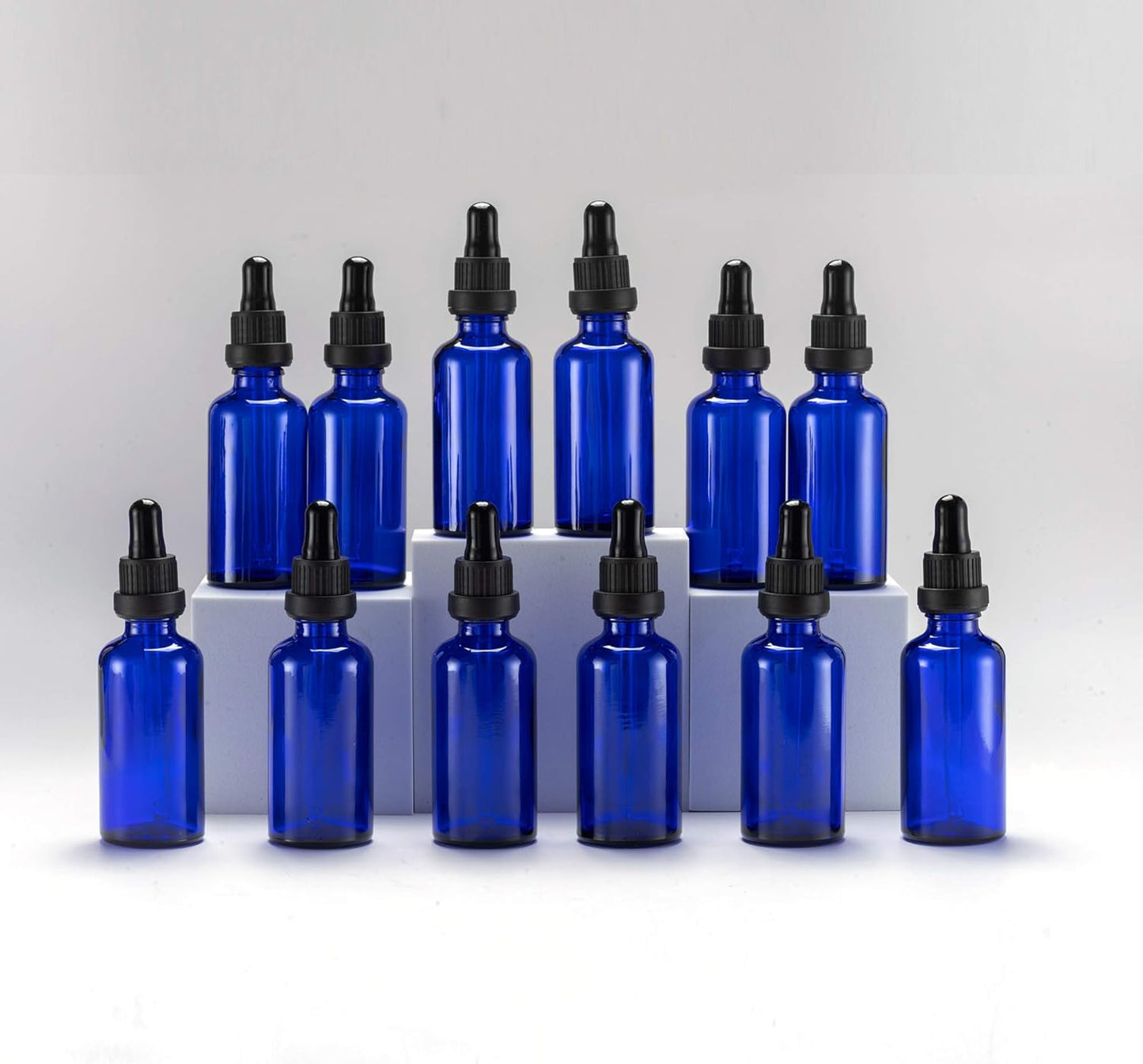YIZHAO Blue Glass Dropper Bottle 2oz, Tincture Bottles with Glass Dropper, for Essential Oils, Aromatherapy, Cosmetic, Laboratory, Pharmacy, Liquids, Travel –12 Pcs