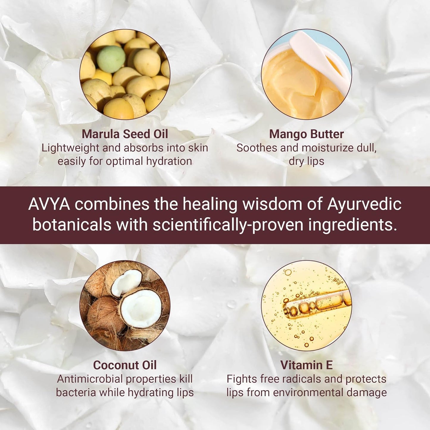 Avya Skincare Two-In-One Lip Treatment/Sugar Scrub Exfoliates and Softens Lips/Balm with Marula and Mango Moisturizes and Nourishes / .07oz