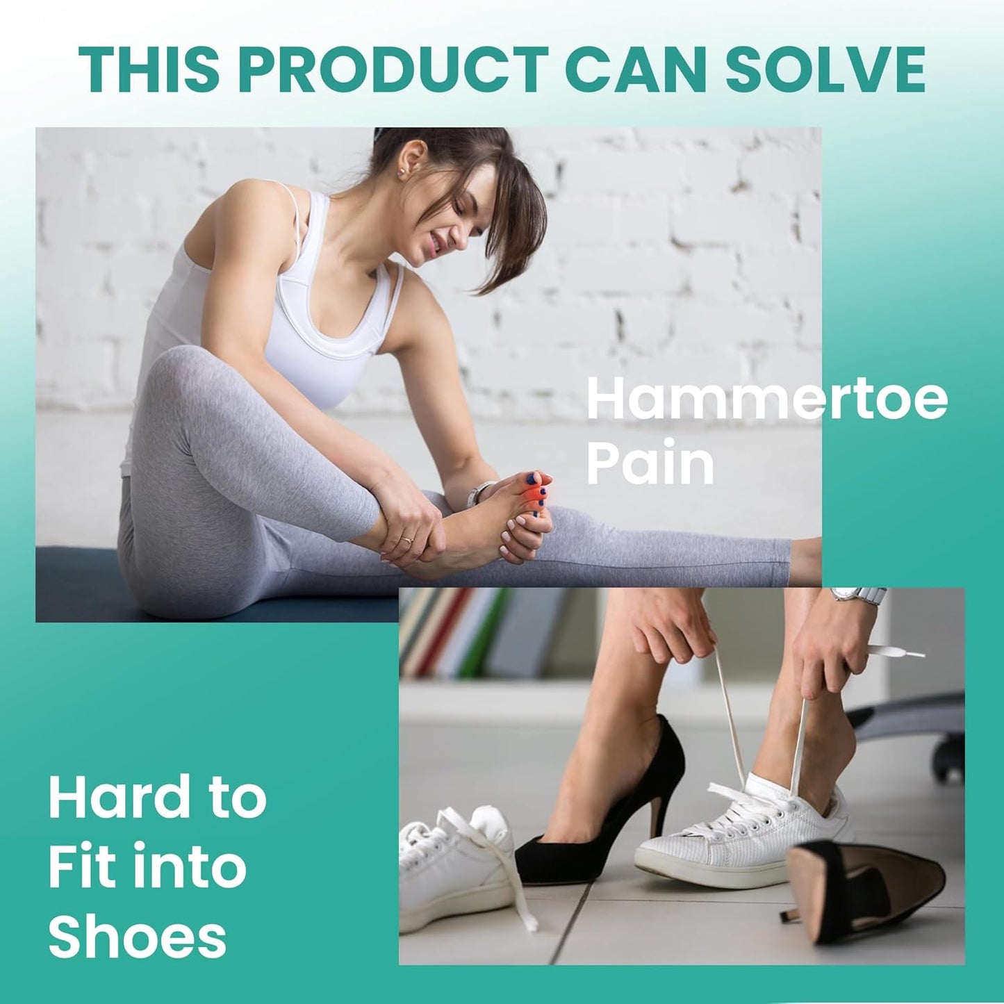 Welnove Hammertoe Corrector - 6 Pack Toe Splints - Soft Gel Toe Straighteners - Realign Bent, Curled, Crooked, Claw, Hammer Toes for Men and Women, 3 Different Sizes (Black)