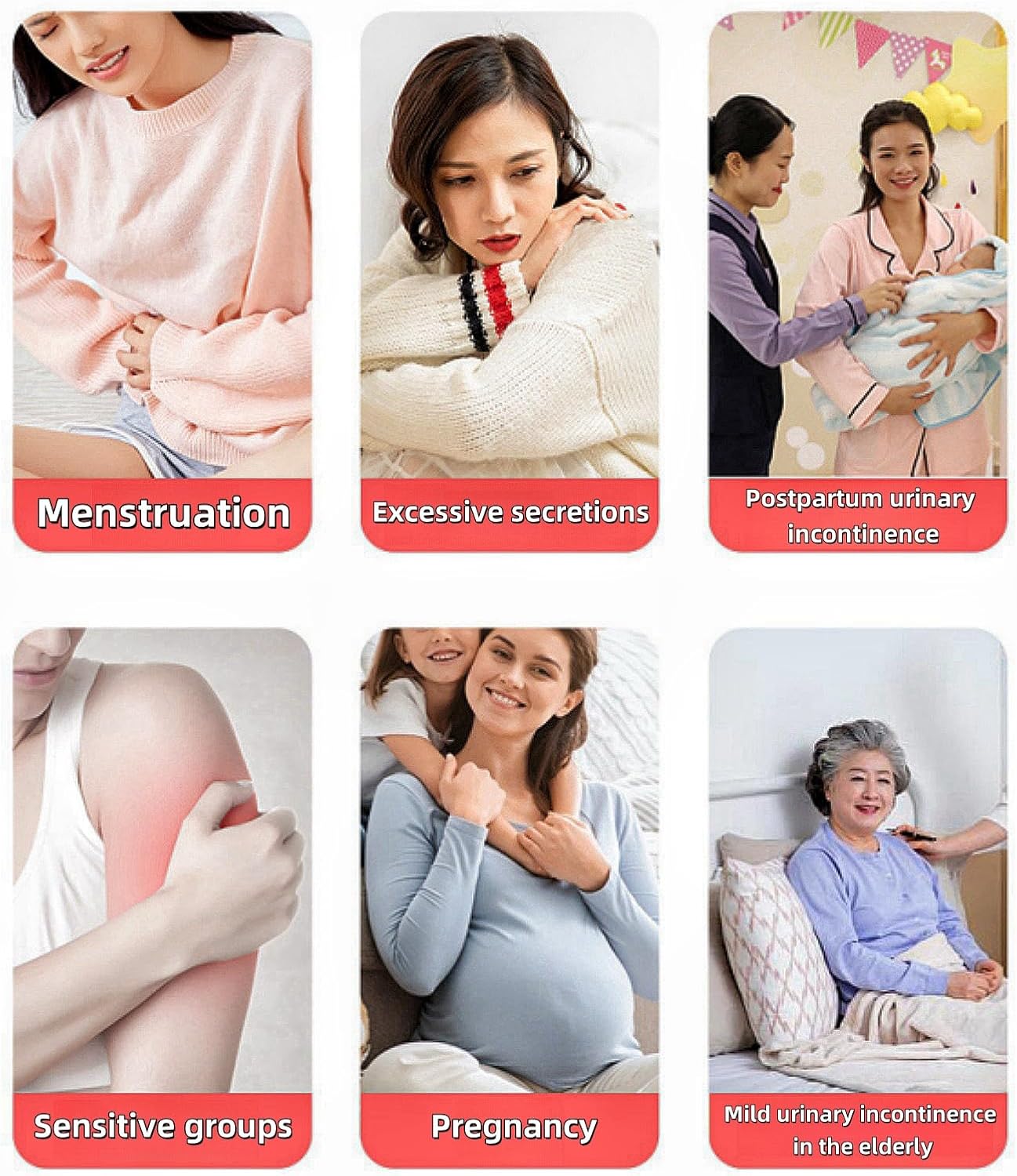 Reusable Washable Cloth Menstrual Pads,Heavy Duty Incontinence Pads,6pcs/Set,5pcs+1 Storage Bag,Suitable for Heavy Menstrual Flow,Incontinence