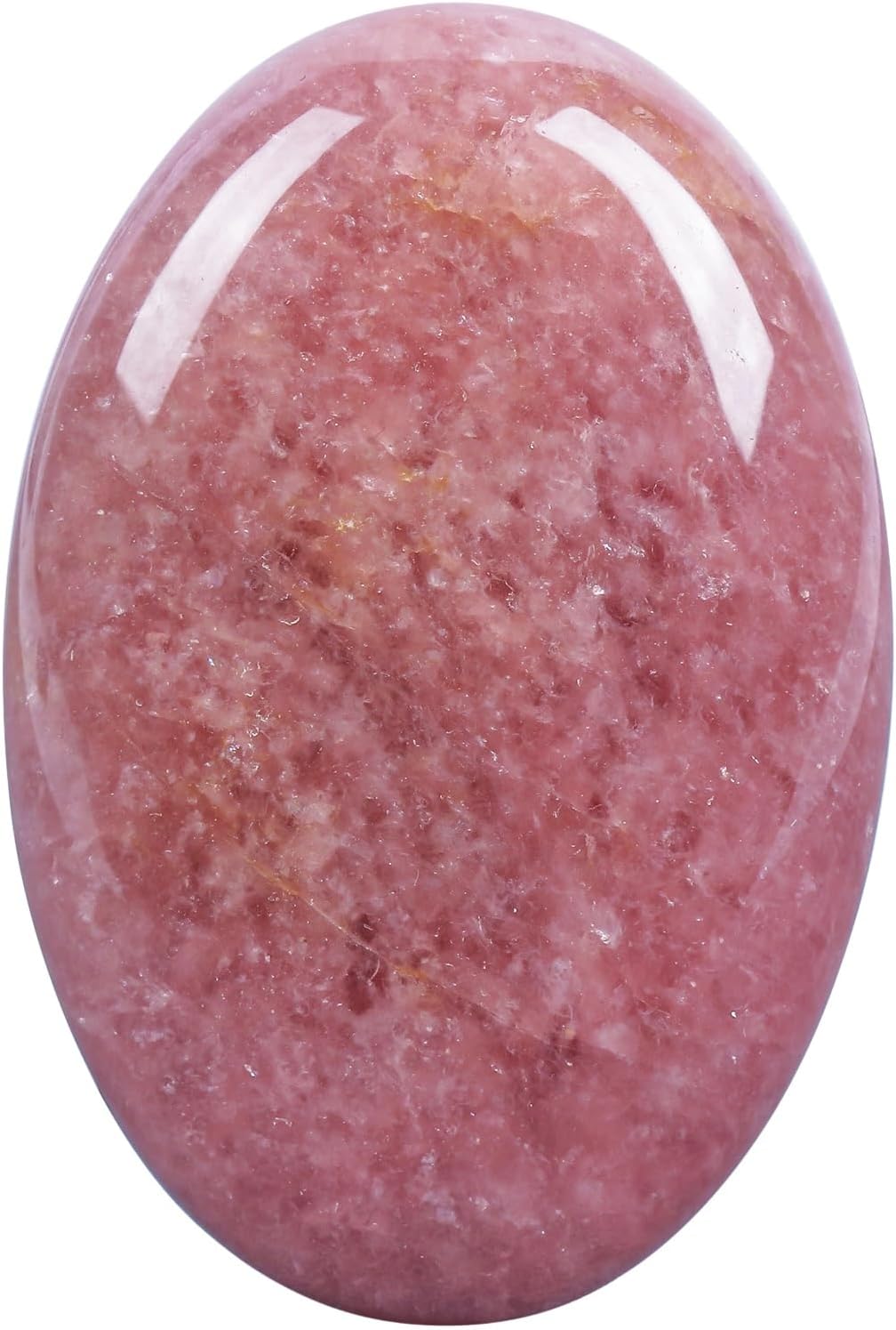 Natural Strawberry Quartz Oval Polished Worry Stones, Healing Crystal Indoor Fountain Stones Massage Energy Anxiety Relief Items