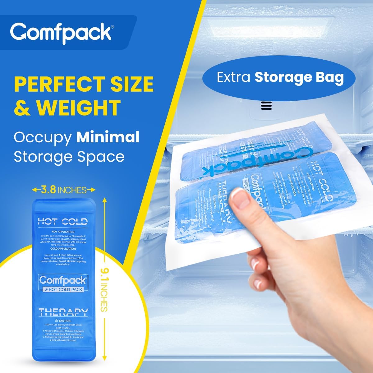 Soft Ice Packs for Sports Injuries, Long Lasting Multipurpose Gel Ice Pack with Dual Temperatures for Muscle Pain Relief & Strains, Handheld Design Cold Pack for Head, Shoulder, Knee, Ankle