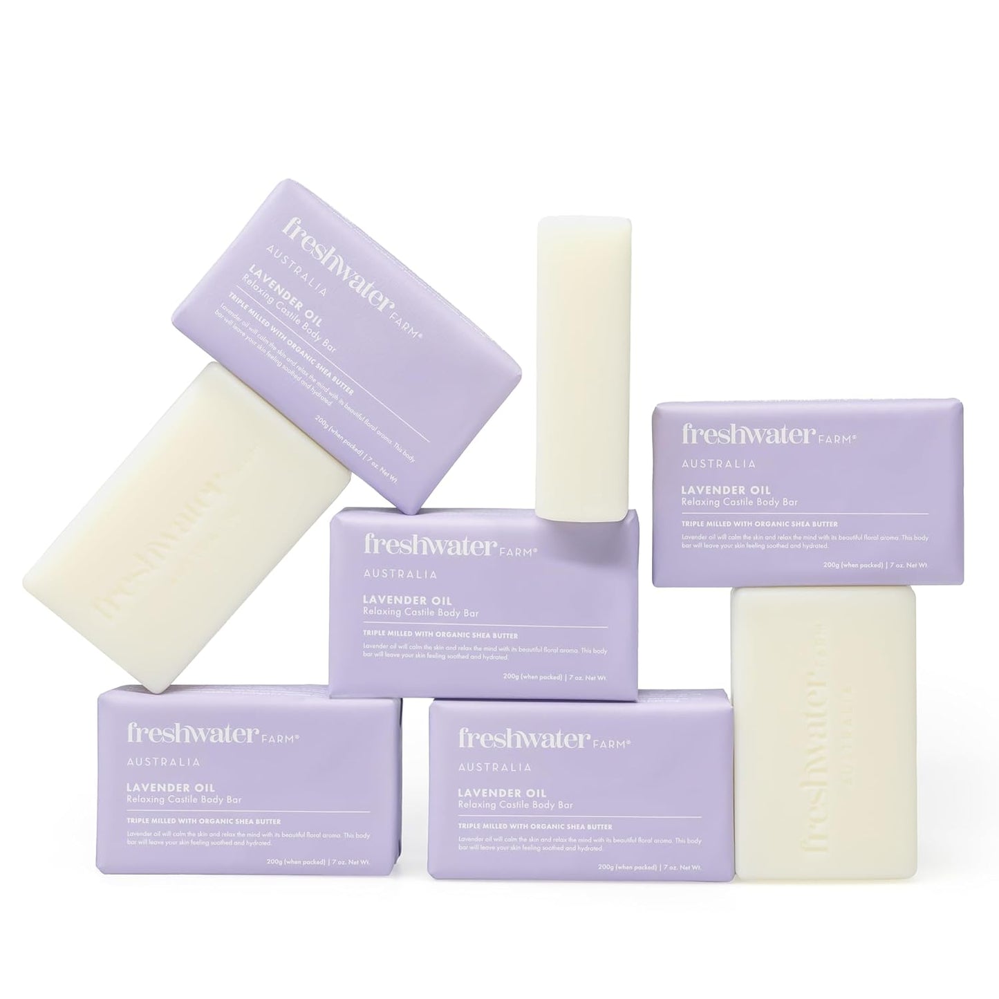 Relaxing Castile Natural Bar Soap for Women Men - Lavender Oil - Nourishing Essential Oils For Dry, Sensitive Skin - Natural Bar Soap, Body Soap - 7 oz 8PK, purple